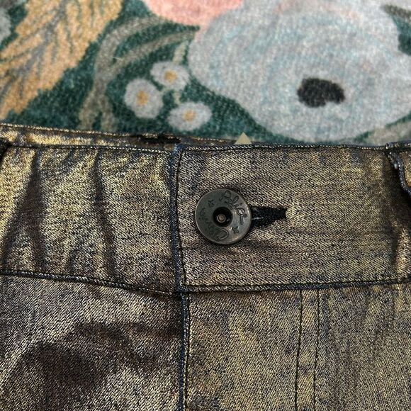 Alice + Olivia Gold Black Jeans 4 Metallic Skinny Cargo Pants y2k Stretch Low Ri - Picture 13 of 16